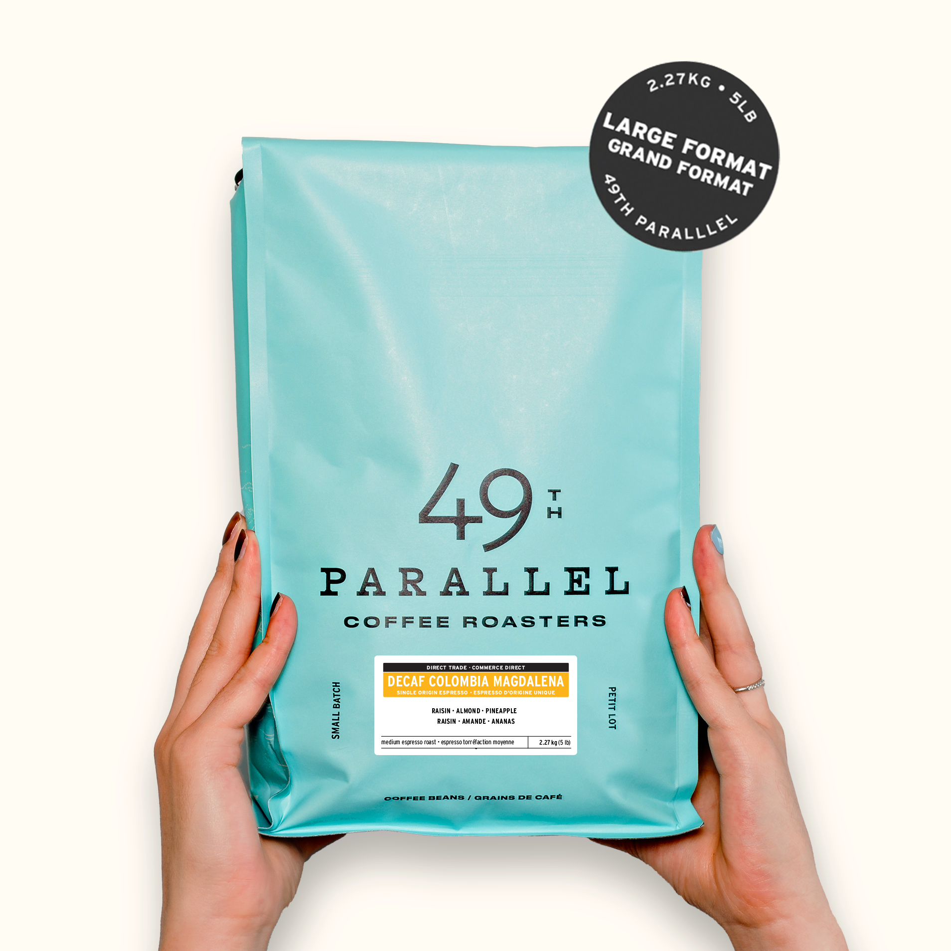 49th Parallel Coffee Roasters - Café décaféiné Colombia Magdalena Espresso - Café grand format 5 LB