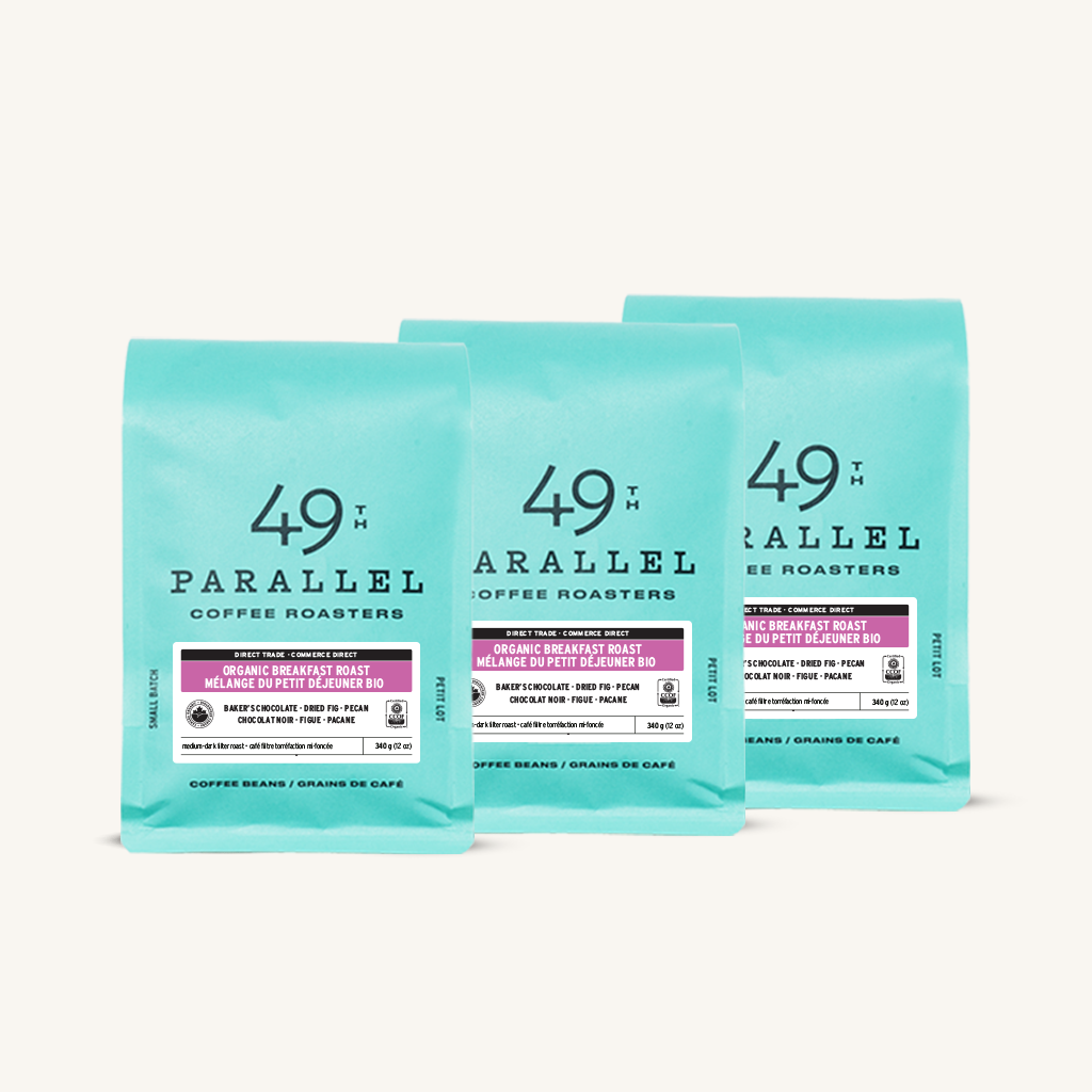 49th Parallel Coffee Roasters - 3 Months Filter Gift Subscription - Organic Breakfast Roast X3