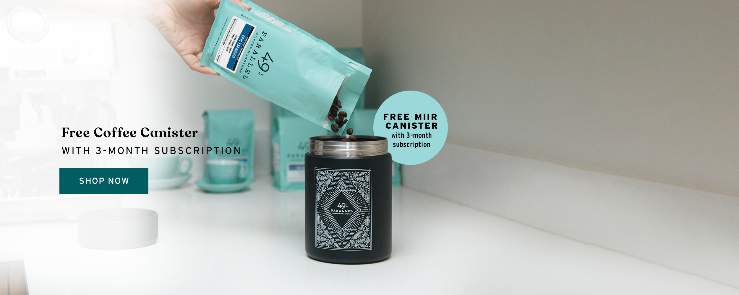 49th Parallel Coffee Roasters - Free Canister with Single Origin Coffee 3-Month Subscription