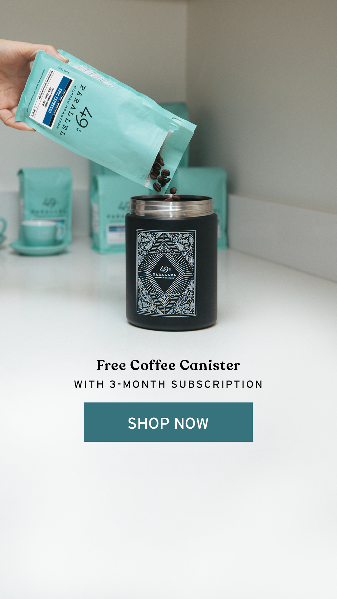 49th Parallel Coffee Roasters - Free Canister with Single Origin Coffee 3-Month Subscription