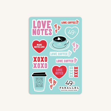 49th Parallel Coffee Roasters - Love Notes Sticker Sheet