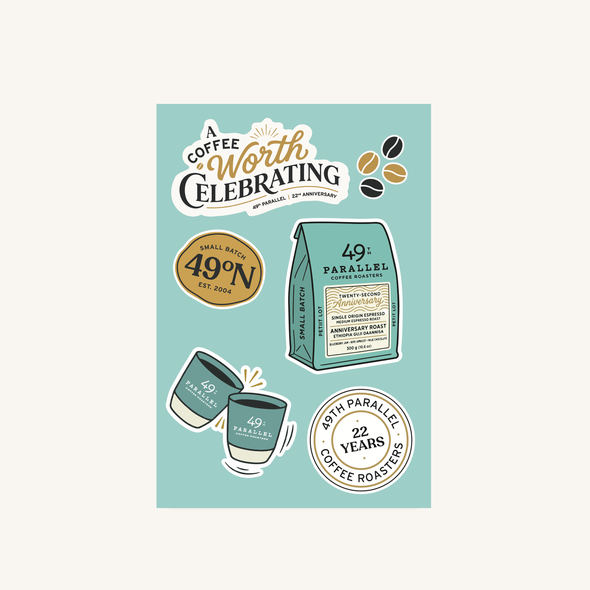 Anniversary Roast Sticker Sheet | 49th Parallel Coffee Roasters